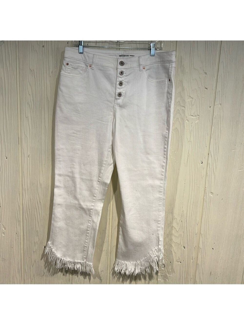 INC Denim Straight Leg Fringe Jeans Size 16